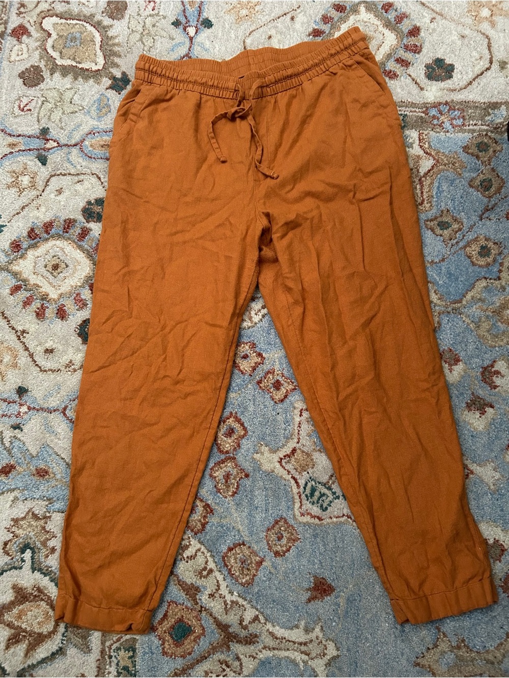 Old Navy Drawstring Linen in Rust Orange
